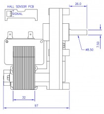 Motoréducteur MELLOR 3 RPM - série T3, alimentation 220VCA - diamètre 8,5 mm