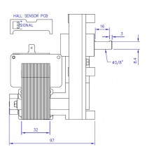 Motoréducteur MELLOR 4 RPM, série T3 alimentation 220VCA - diamètre 9,5 mm