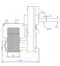 Motoréducteur MELLOR 3 RPM, série T3 alimentation 220VCA - diamètre 9,5 mm