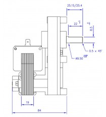 Motoréducteur MELLOR 1 RPM, série T3 alimentation 220VCA - diamètre 9,5 mm