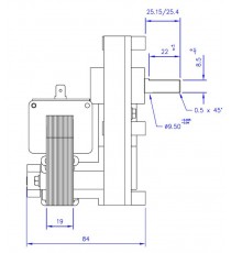 Motoréducteur MELLOR 1 RPM, série T3 alimentation 220VCA - diamètre 9,5 mm