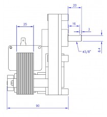 Motoréducteur MELLOR 1,5 RPM, série T3 alimentation 220VCA - diamètre 9,5 mm