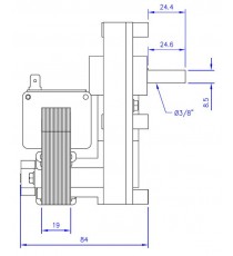 Motoréducteur MELLOR 1,5 RPM, série T3 alimentation 220VCA - diamètre 9,5 mm