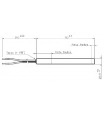 Résistance 250 W diamètre 9,9 mm sans raccord - Longueur 150 mm